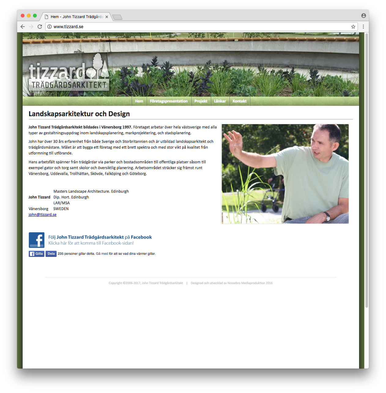 John Tizzard Trädgårdsarkitekts hemsida